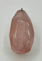 Natural Rose Quartz Gemstone Chunky Faceted Freeform Oval Pendant