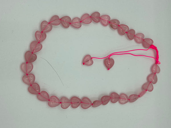 Natural Rose Quartz Gemstone Heart Beaded Adjustable Necklace