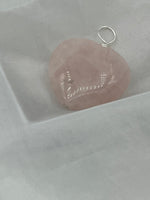 Natural Rose Quartz Gemstone Carved Puffed Heart Pendant