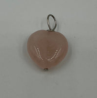 Natural Rose Quartz Gemstone Small Carved Puffed Heart Pendant