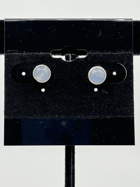 Natural Rose Quartz Gemstone 6 MM Round Cabochon Sterling Silver Stud Earrings