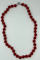 Natural Ruby Gemstone 10 MM Round Beaded Necklace