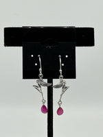 Sterling Silver Fairy Dangle Earrings with Natural Pink Ruby Gemstone