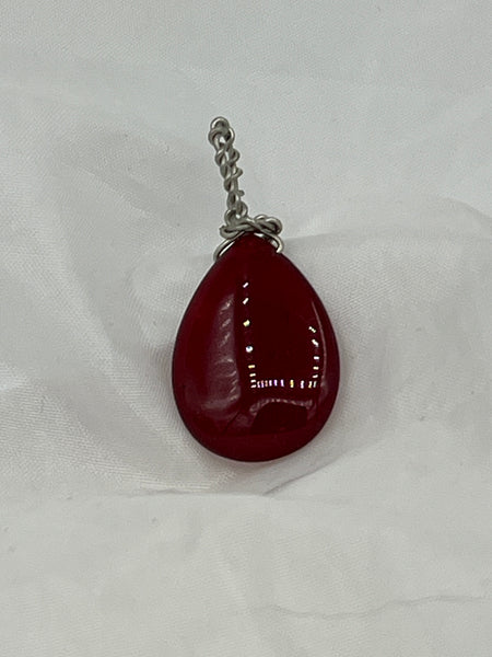 Natural Ruby Gemstone Puffed Teardrop Pendant