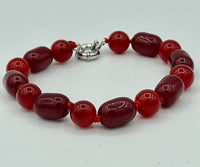 Natural Ruby Gemstone Round and Barrels Beaded Bracelet