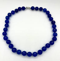 Natural Sapphire Gemstone Chunky 12 MM Faceted Round Beaded Necklace