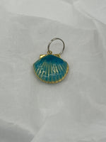 Blue Enamel Stainless Steel Scallop Sea Shell Locket Pendant