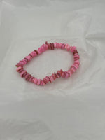 Pretty Pink Colored Shell Chips Beaded Stretch Bracelet