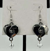 silvertone heart pendant on Adjustable Necklace and Dangle Earrings Set