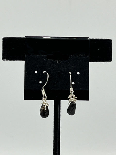 Natural Smoky Quartz Gemstone Dainty Teardrop Sterling Silver Dangle Earrings