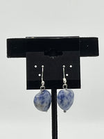 Natural Sodalite Gemstone Faceted Hearts Beaded Sterling silver Dangle Earrings