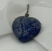 Natural Sodalite Gemstone Carved Puffed Heart Pendant