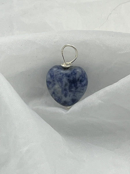 Natural Sodalite Gemstone Small Faceted Puffed Heart Pendant