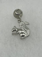 Cute 3D Silvertone Squirrel Animal Pendant or Charm