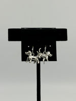 Silver Tone 3D Standing Puppy Dog Charm Dangle Earrings Sterling Silver Hooks