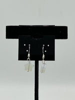 Natural Moonstone Gemstone Carved Star Beaded Sterling Silver Dangle Earrings