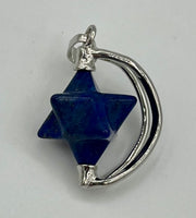 Natural Lapis Gemstone 3d Carved Spinning Star Pendant