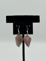 Natural Strawberry Quartz Gemstone Pyramid Sterling Silver Dangle Earrings