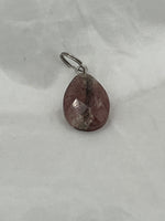 Natural Strawberry Quartz Gemstone Small Faceted Teardrop Pendant