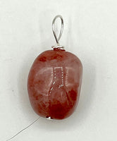 Natural Strawberry Quartz Gemstone Small Tumbled Nugget Pendant