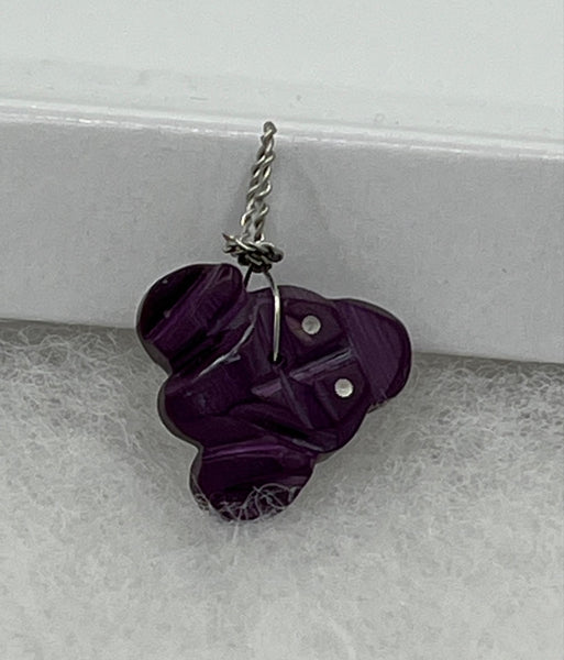 Natural Sugilite Gemstone Small Carved Frog Pendant