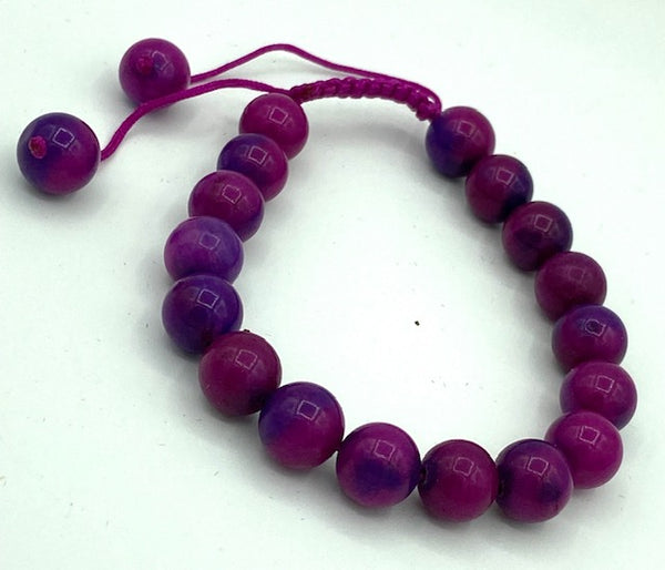 Natural Sugilite Gemstone Round Beaded Adjustable Bracelet