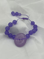 Natural Sugilite Gemstone Round and Donut Beaded Adjustable Macrame Bracelet