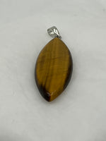 Natural Tiger Eye Gemstone Large Marquise Pointed Oval Pendant