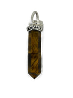 Natural Tiger Eye Gemstone Sterling Silver Single Terminated Point Pendant