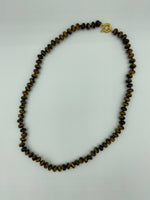 Natural Tiger Eye Gemstone Smooth Rondelles Beaded Necklace