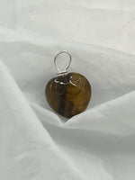 Natural Tiger Eye Gemstone Small Faceted Puffed Heart Pendant