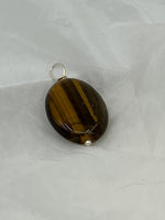 Natural Multicolor Tiger Eye Gemstone Small Oval Pendant
