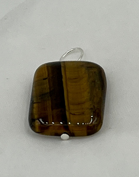 Natural Tiger Eye Gemstone Small Rectangle Pendant