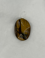 Natural Tiger Eye Gemstone Small Carved Wavy Oval Pendant