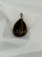 Natural Tiger Eye Gemstone Carved Puffed Teardrop Pendant