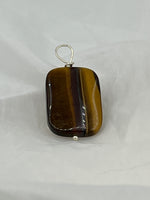 Natural Tiger Eye Gemstone Tumbled Freeform Rectangle Pendant