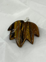 Natural Tiger Iron Gemstone large Carved Leaf Pendant