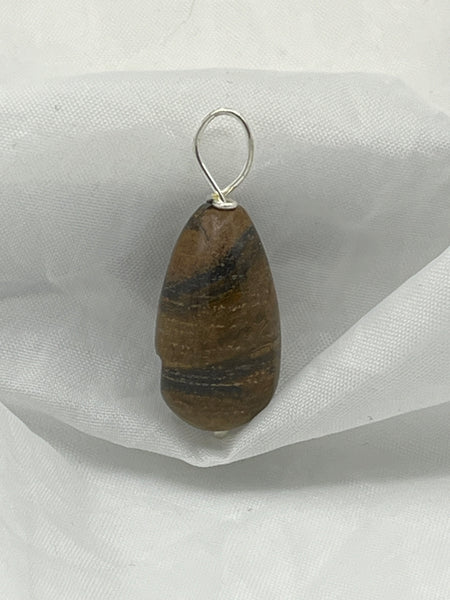 Natural Tiger Iron Gemstone Chunky Teardrop Pendant