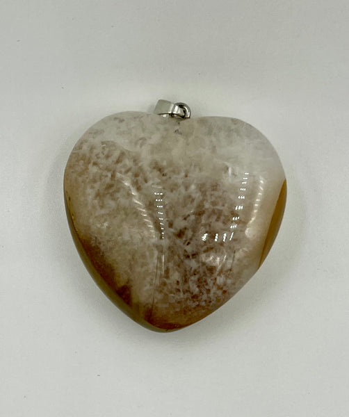 Natural Tiger Iron Gemstone Large Carved Puffed Heart Pendant