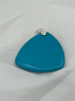 Large Turquoise Gemstone Carved Triangle Pendant