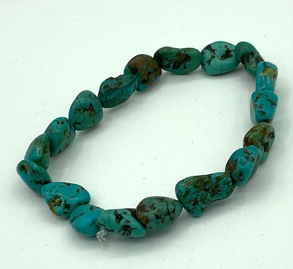 Natural Turquoise Gemstone Small Tumbled Nuggets Beaded Stretch Bracelet