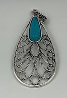 Turquoise Gemstone Teardrop in Pewter Dreamcatcher Pendant