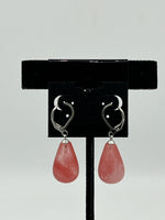 Natural Watermellon Tourmaline Gemstone Sterling Silver Leverback Earrings