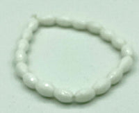 Natural White Agate Gemstone Dainty Faceted Rice Beaded Stretch Bracelet