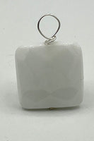 Natural White Agate Gemstone Faceted Square Pendant