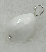 Natural White Agate Gemstone Small Faceted Teardrop Pendant