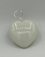 Natural White Agate Gemstone Carved Puffed Heart Pendant