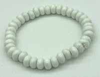 Natural White Agate Gemstone Small Rondelles Beaded Stretch Bracelet