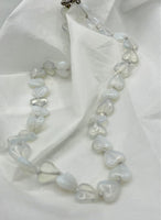 Natural White Opal Gemstone Hearts Beaded Necklace