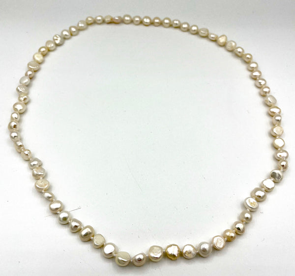 Natural Baroque White Pearl Gemstone 25 Inch Long Beaded Endless Necklace